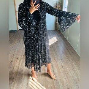 Black Sheer Polka Dot Tie-Front Coverup